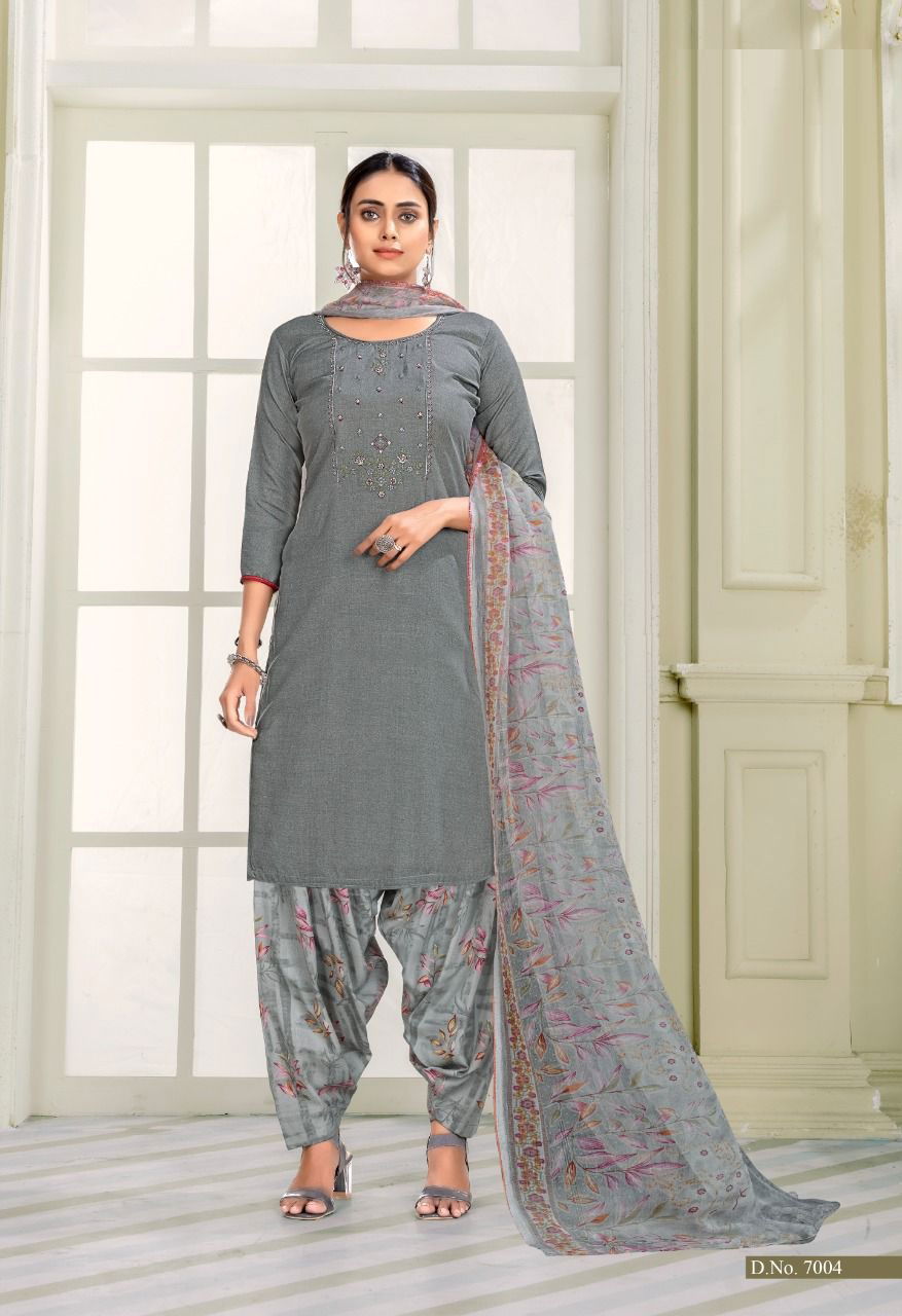 Priyaa 7 Premium Cotton Printed Regular Wear Patiala Dress Material Collection